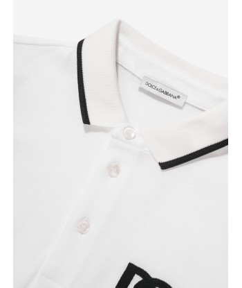 Dolce & Gabbana Boys Logo Polo Shirt in White Découvrez la collection