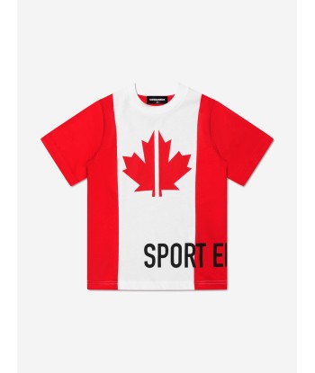 Dsquared2 Boys Maple Leaf Logo T-Shirt In Red le concept de la Pate a emporter 