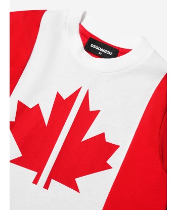 Dsquared2 Boys Maple Leaf Logo T-Shirt In Red le concept de la Pate a emporter 