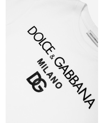 Dolce & Gabbana Boys Logo T-Shirt in White Par le système avancé 