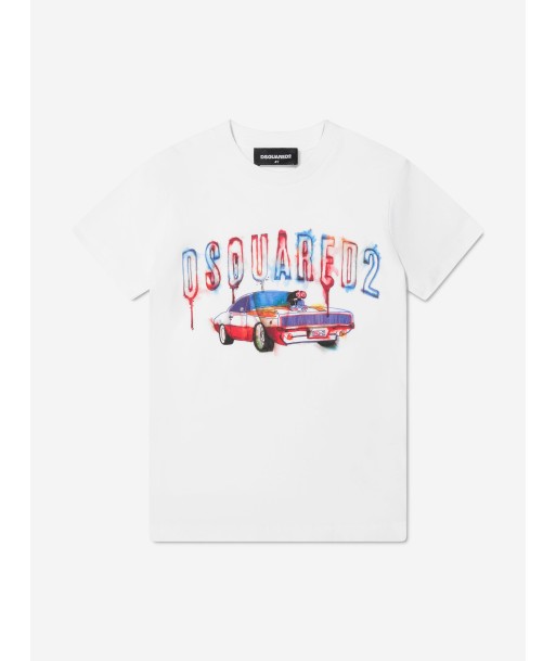 Dsquared2 Boys Car Print T-Shirt In White À commander