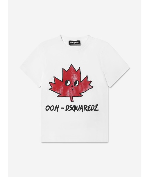 Dsquared2 Kids Maple Leaf Logo T-Shirt In White 50% de réduction en Octobre 2024