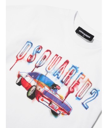 Dsquared2 Boys Car Print T-Shirt In White À commander