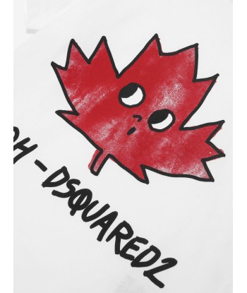 Dsquared2 Kids Maple Leaf Logo T-Shirt In White 50% de réduction en Octobre 2024