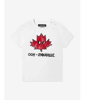 Dsquared2 Baby Maple Leaf T-Shirt In White hantent personnes