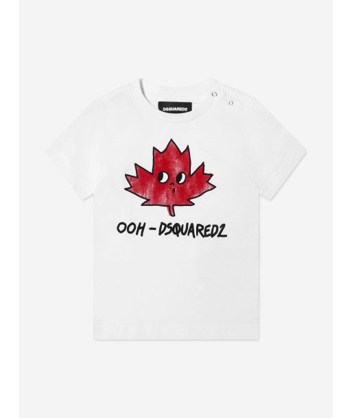 Dsquared2 Baby Maple Leaf T-Shirt In White hantent personnes