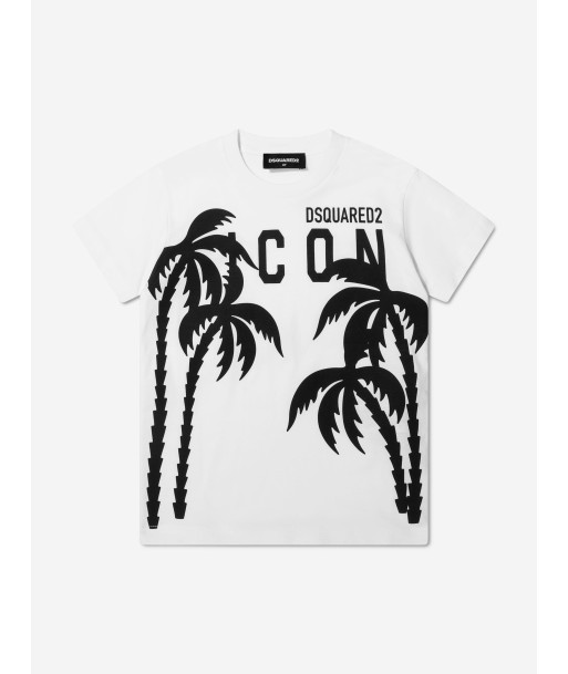 Dsquared2 Boys Icon Palm Trees T-Shirt In White à prix réduit toute l'année