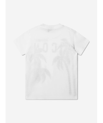 Dsquared2 Boys Icon Palm Trees T-Shirt In White à prix réduit toute l'année