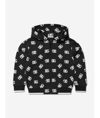 Dolce & Gabbana Kids Logo Print Zip Up Hoodie in Black sélection de produits