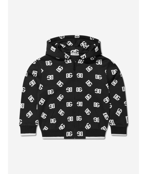 Dolce & Gabbana Kids Logo Print Zip Up Hoodie in Black sélection de produits