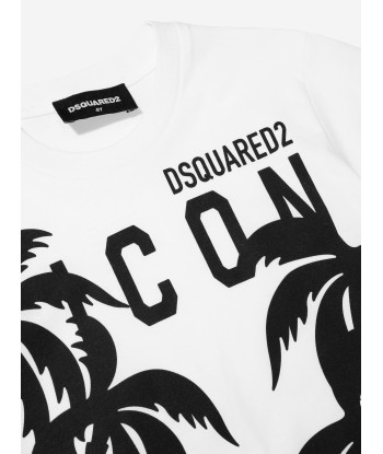 Dsquared2 Boys Icon Palm Trees T-Shirt In White à prix réduit toute l'année