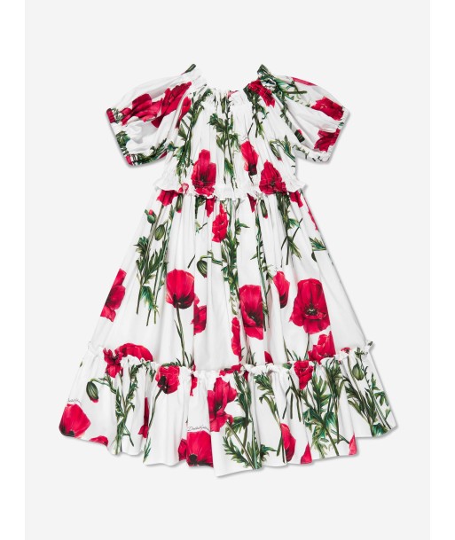 Dolce & Gabbana Girls Poppy Print Dress in White shop