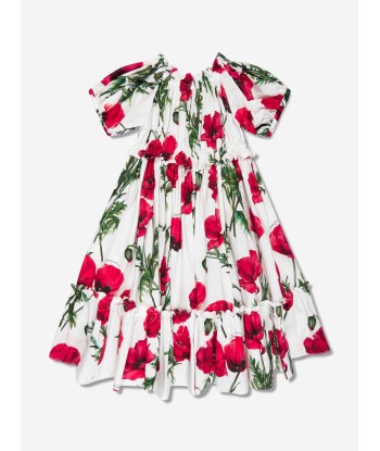 Dolce & Gabbana Girls Poppy Print Dress in White shop