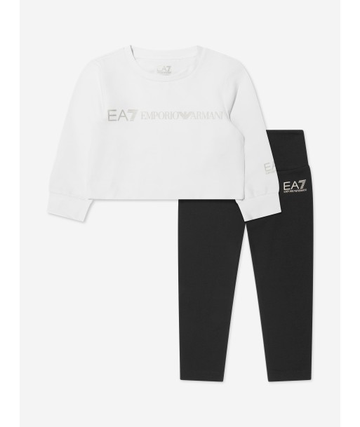 EA7 Emporio Armani Girls Logo Top And Leggings Set in White livraison gratuite