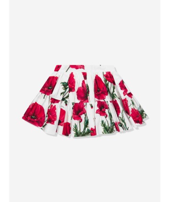 Dolce & Gabbana Girls Poppy Print Skirt in White france