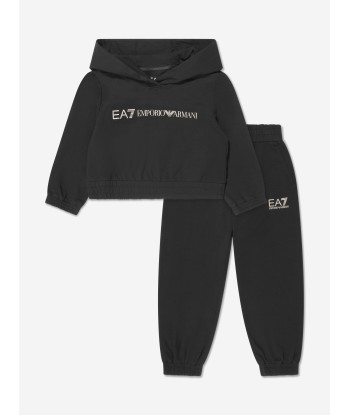 EA7 Emporio Armani Girls Shiny Logo Tracksuit in Black suggérées chez