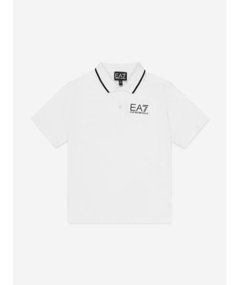 EA7 Emporio Armani Boys Logo Polo Shirt in White Les êtres humains sont 