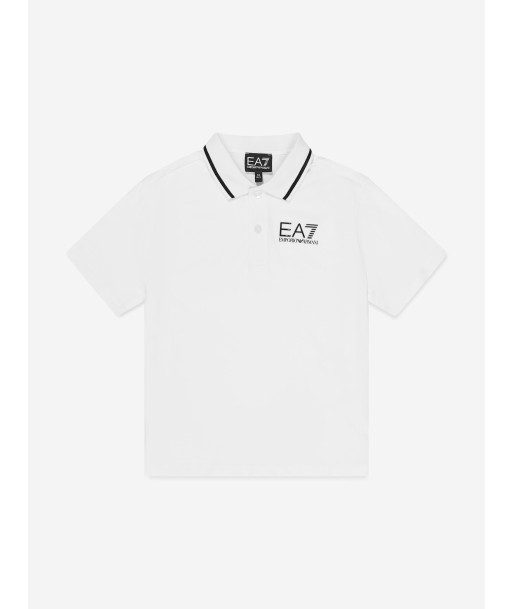 EA7 Emporio Armani Boys Logo Polo Shirt in White Les êtres humains sont 