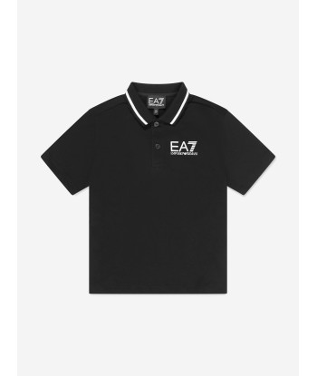 EA7 Emporio Armani Boys Logo Polo Shirt in Black Paris Déstockage Promo