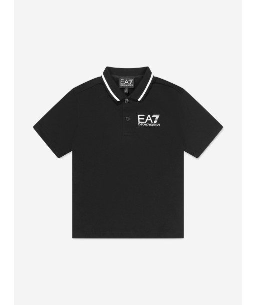 EA7 Emporio Armani Boys Logo Polo Shirt in Black Paris Déstockage Promo