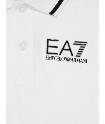 EA7 Emporio Armani Boys Logo Polo Shirt in White Les êtres humains sont 