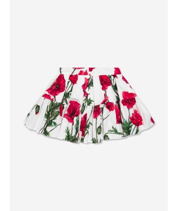 Dolce & Gabbana Girls Poppy Print Skirt in White france