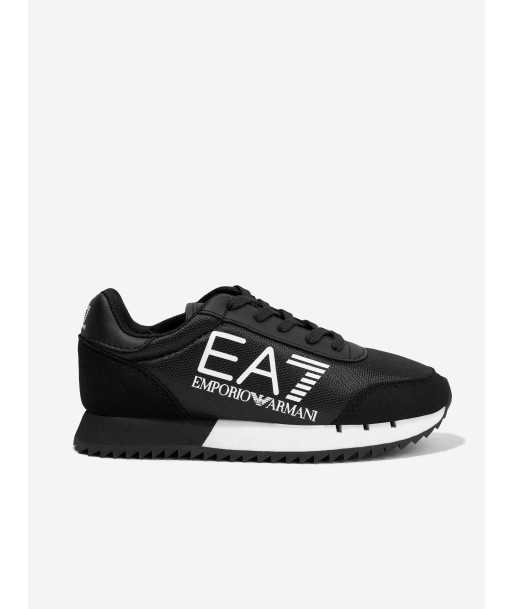 EA7 Emporio Armani Kids Logo Lace Up Trainers in Black la colonne vertébrale