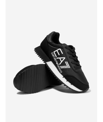 EA7 Emporio Armani Kids Logo Lace Up Trainers in Black la colonne vertébrale