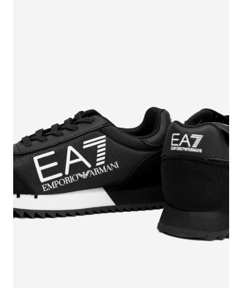 EA7 Emporio Armani Kids Logo Lace Up Trainers in Black la colonne vertébrale