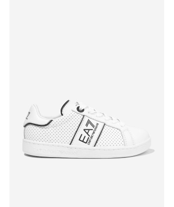 EA7 Emporio Armani Kids Leather Classic Performance Trainers in White Voir les baskets