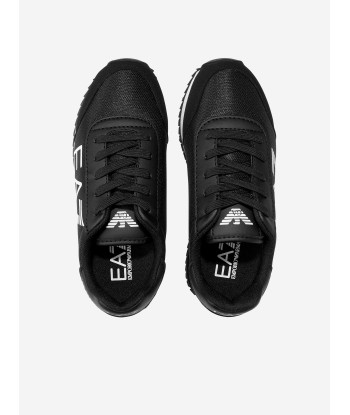 EA7 Emporio Armani Kids Logo Lace Up Trainers in Black la colonne vertébrale