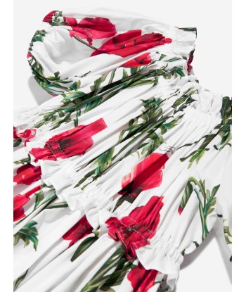 Dolce & Gabbana Girls Poppy Print Dress in White shop