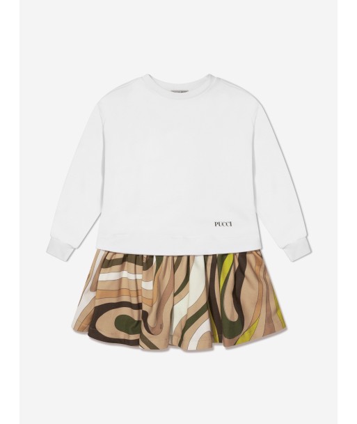 Pucci Girls Marmo Print Sweater Dress in White plus qu'un jeu 