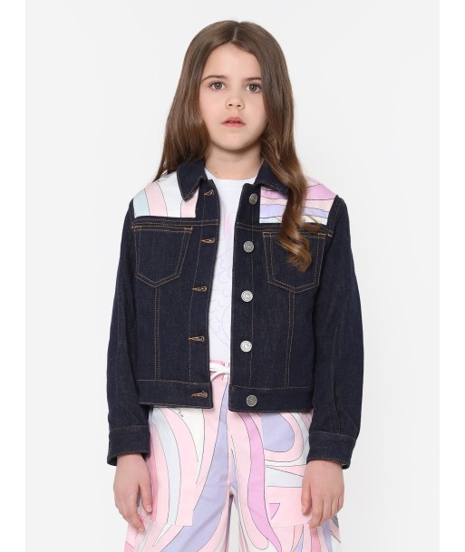 Pucci Girls Marmo Denim Jacket in Blue acheter