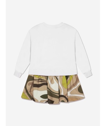 Pucci Girls Marmo Print Sweater Dress in White plus qu'un jeu 