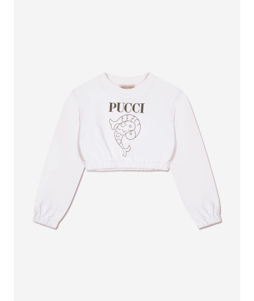 Pucci Girls Cropped Logo Sweatshirt in White shop