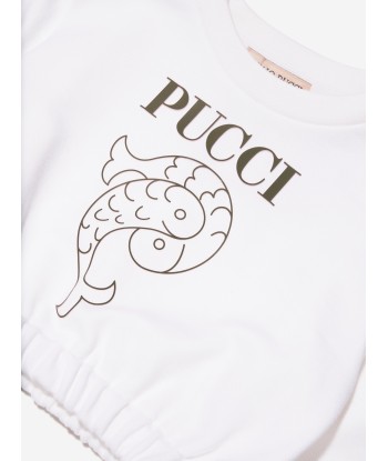 Pucci Girls Cropped Logo Sweatshirt in White shop