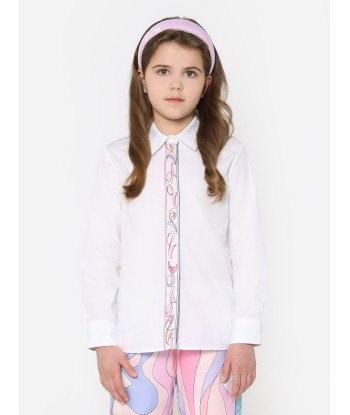 Pucci Girls Long Sleeve Shirt in White Dans la société mordern