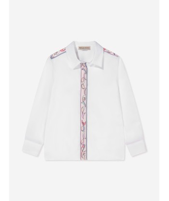 Pucci Girls Long Sleeve Shirt in White Dans la société mordern