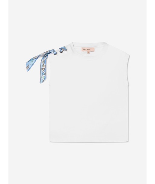 Pucci Girls Sleeveless T-Shirt in White les muscles