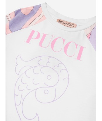 Pucci Girls Long Sleeve Marmo T-Shirt in White Economisez 