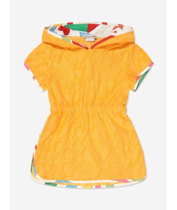 Pucci Baby Girls Hooded Jersey Dress in Yellow Paris Déstockage Promo