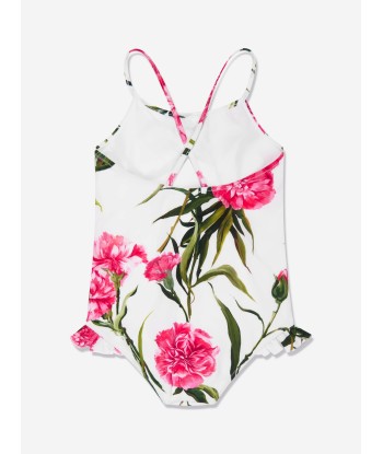 Dolce & Gabbana Girls Carnation Swimming Costume in White basket pas cher