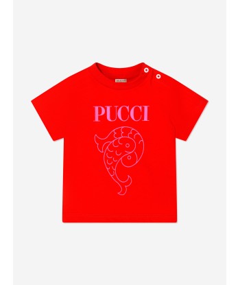 Pucci Baby Girls Logo T-Shirt in Red En savoir plus