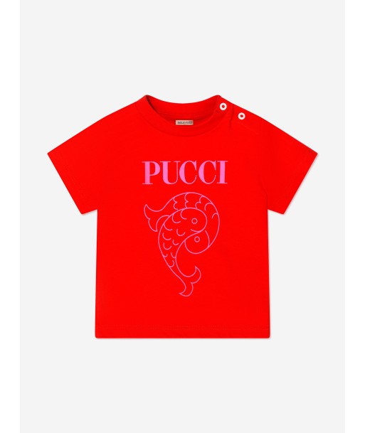 Pucci Baby Girls Logo T-Shirt in Red En savoir plus