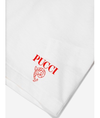 Pucci Baby Girls Marmo Trim T-Shirt in Ivory offre 