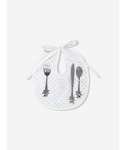 English Trousseau Baby Boys Silver Plated Cutlery Set With Bib les muscles