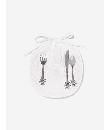 English Trousseau Baby Girls Silver Plated Cutlery Set With Bib outlet