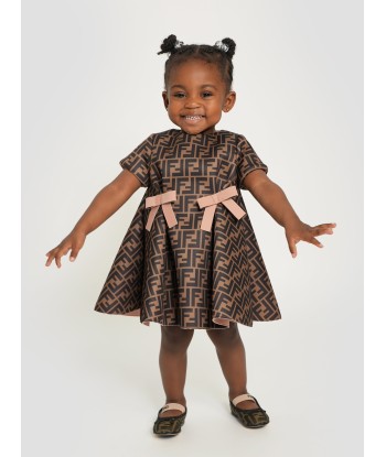 Fendi Baby Girls FF Logo Dress in Brown ouvre sa boutique