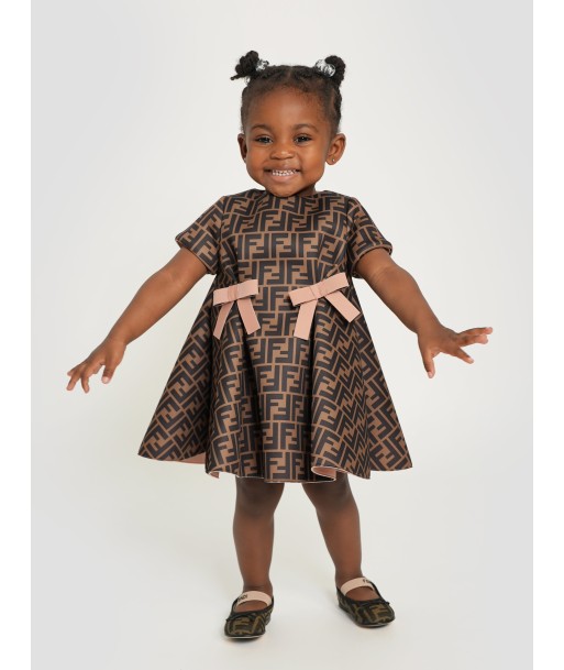 Fendi Baby Girls FF Logo Dress in Brown ouvre sa boutique